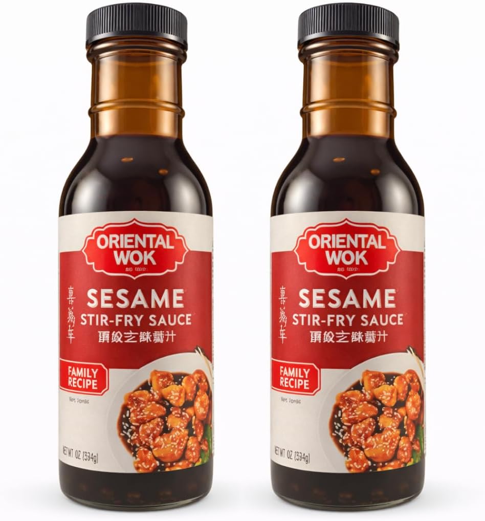Oriental Wok Gourmet Sesame Stir-Fry Sauce, Blend of Sweetness and Umami Family Sauce, Ideal for Chicken, Shrimp, Steak or Tofu, 14 oz (2 Pack)