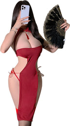 SINMIUANIME Sexy Cosplay Cheongsam Dress Chinese Qipao Traditional Style Anime Lingerie Bodycon Costume Babydoll Nightgown