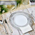 Vplus 600 Pack Paper Napkins Guest Towels Disposable Premium Quality 3-ply Dinner Napkins Disposable Soft, Absorbent, for Kitchen, Wedding, Parties, Dinners or Events(White)