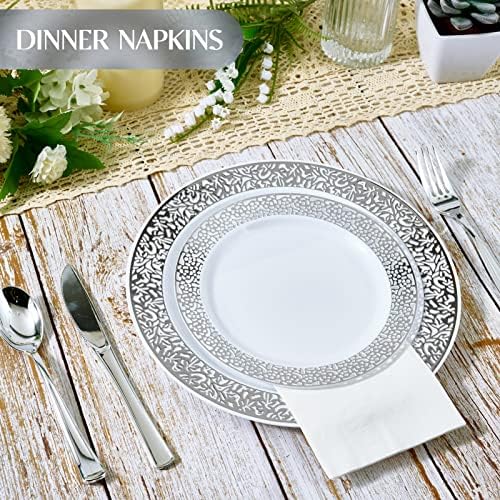 Vplus 600 Pack Paper Napkins Guest Towels Disposable Premium Quality 3-ply Dinner Napkins Disposable Soft, Absorbent, for Kitchen, Wedding, Parties, Dinners or Events(White)