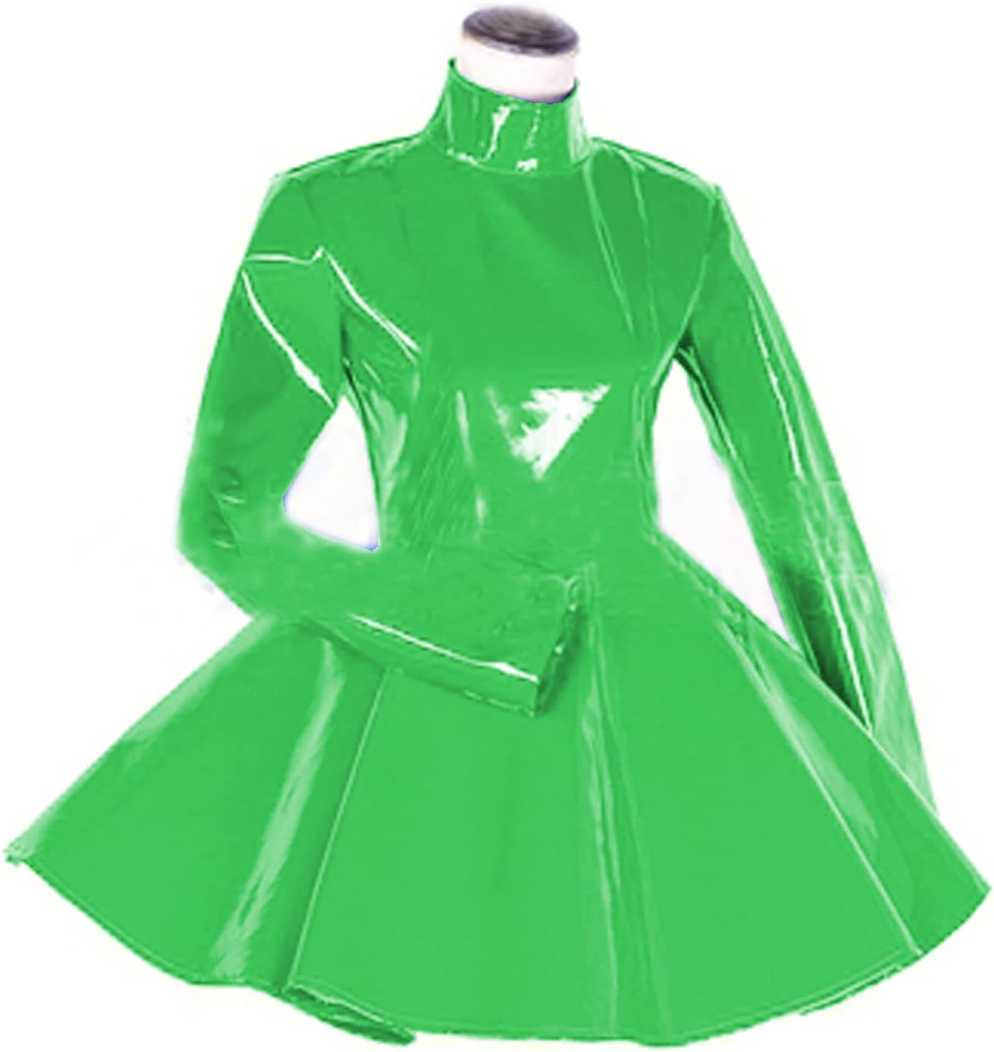 Long Sleeve Women Dress Turtleneck Dress for Women PVC Leather Elegant Party Dress Dress Plus Size Bridesmaid Dress,Green,XXL