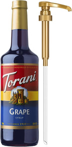 Torani Grape Syrup for Drinks, Flavoring for Iced Tea, Lemonade, Sodas, and Cocktails, Glass Bottle with Pump Included, 25.4 Fl Oz