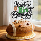 Football Happy 16th Birthday Cake Topper, Glitter Touchdown Football Sports Theme 16 Years Old Birthday Party Decorations Supplies for Boy