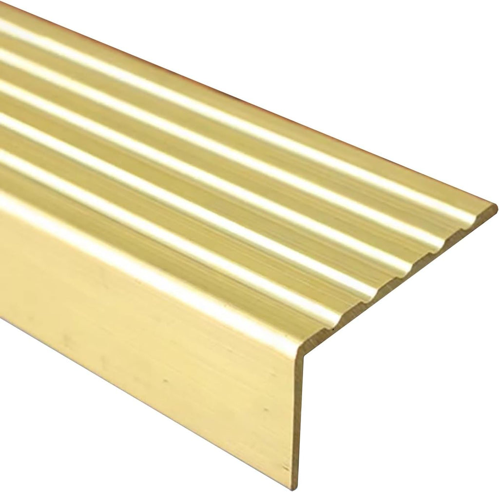 CMYUN Solid Brass Stair Nosing Edge Trim, Home Loft Stair Edge Protector/Stair Step Nosing Strips, L Molding Floor Transition Strip Guard, 1m Long (Size : 38x18mm(1.5"x0.71"))