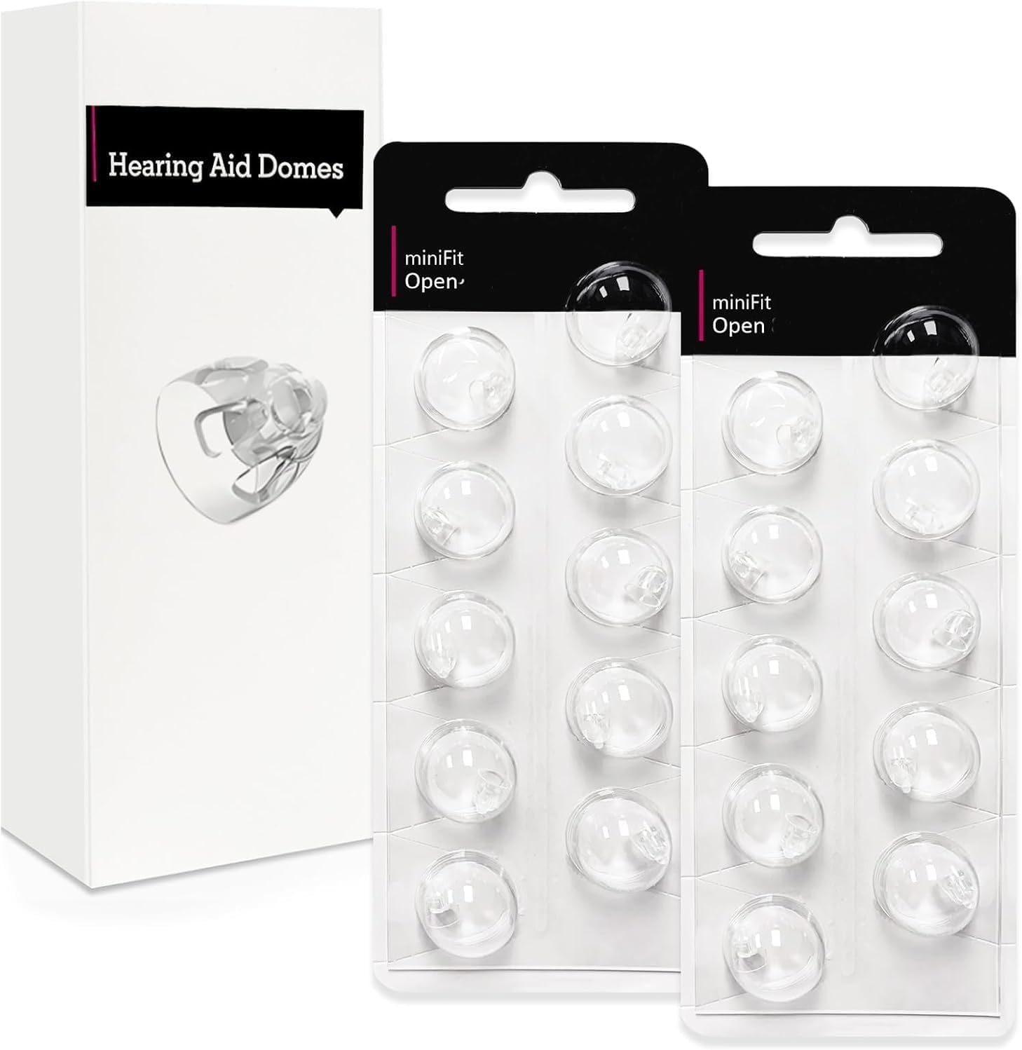 Open Domes 5mm Double Vent Hearing Aid for Oticon Replacements, Oticon Minifit Double Vent Domes, 2 Pack of 10 Each (Total 20Pcs)