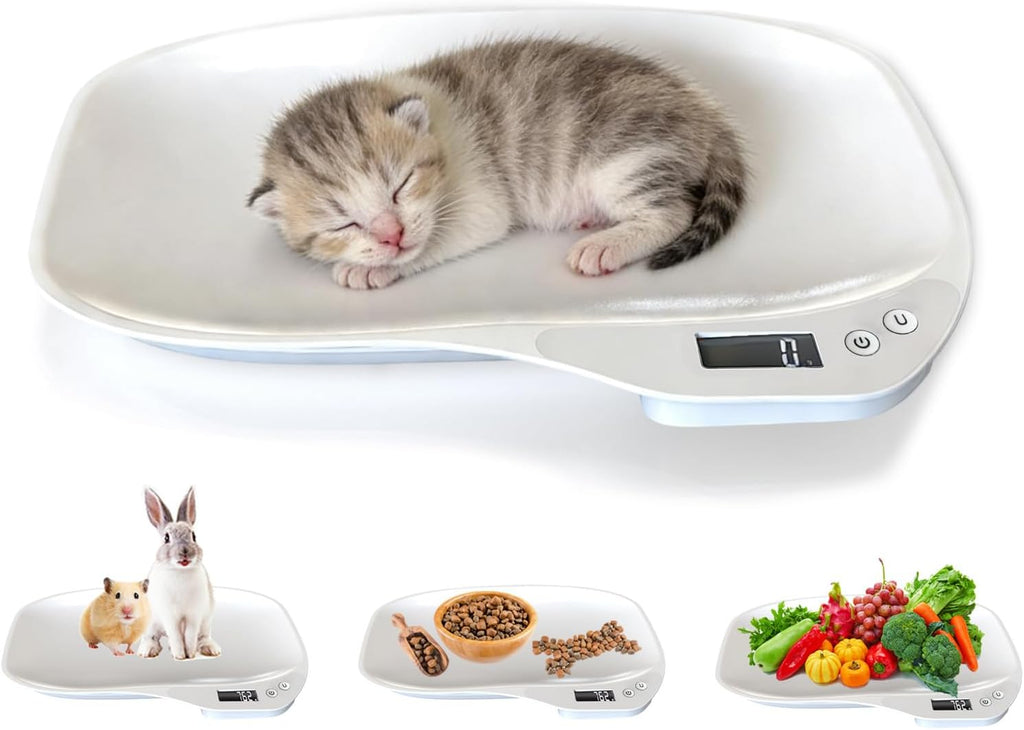 Small Animal Digital Scale,14 x 10 Pet Scale with LCD Display, Puppy Scale (Max 33lbs), Electronic Kitchen Food Scale, for Weighing Kitten, Puppies, Hamster, Newborn Pets (White)