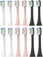 12PCS Replacement Brush Heads,Compatible for SOOCAS V1/X1/X3/X5/X3U/X3PRO/v1/v2 Sonic Electric Toothbrush Soft Bristle Nozzles(3 Color)