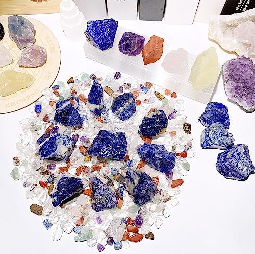 QINJIEJIE 0.9Lbs Blue Sodalite Raw Crystals Natural Stones Bulk Large 1" Rough Rocks Reiki Gemstones Fountain Landscape Rocks for Tumbling Cabbing Polishing Wire Wrapping Wicca Decoration
