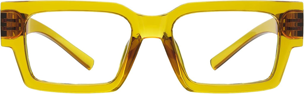 Eyekepper Men's Modern Metalless Screwless Spring Hinges Reading Glasses Stylish Thick Frame Readers Yellow +0.50