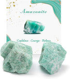 Amazonite Natural Raw Crystals 2PCS Healing Crystal Stones 1.2-2.0” Reiki Healing Gemstones for Meditation Chakra Balance Home Decor