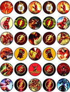 30 x Edible Cupcake Toppers Themed of Flash Party DC Collection of Edible Cake Decorations | Uncut Edible on Icing Sheet