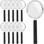 SenseYo 10 Pack 3X Mini Magnifying Glass for Kids, Small Colorful Kid Magnifier for Observation (Black)