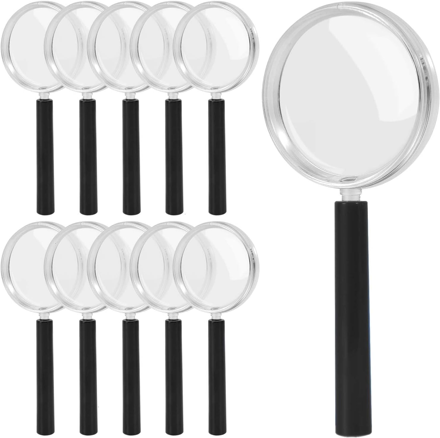 SenseYo 10 Pack 3X Mini Magnifying Glass for Kids, Small Colorful Kid Magnifier for Observation (Black)