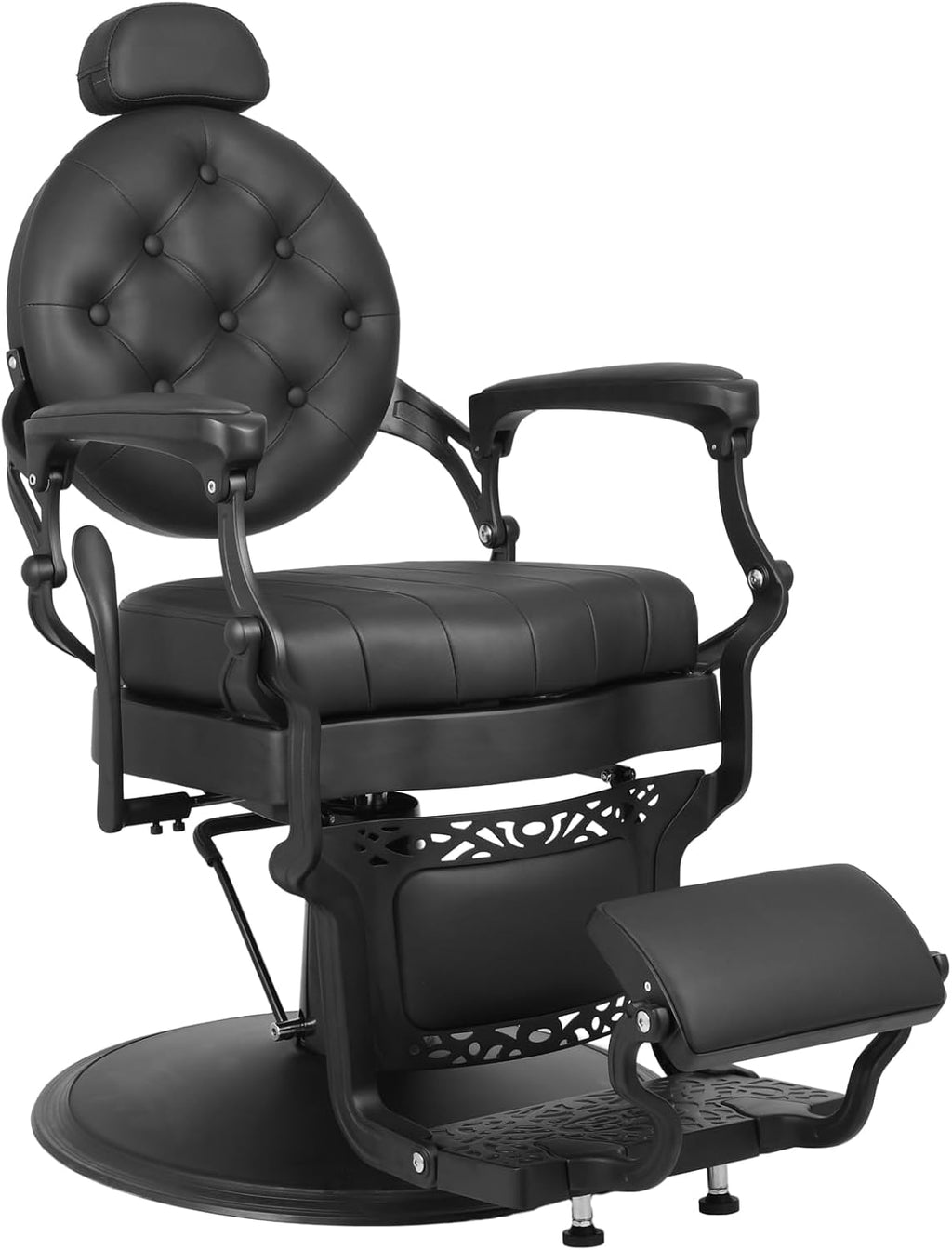 Artist hand Retro Barber Chair Heavy Duty Barber Chairs Vintage Salon Chair Hydraulic Recline Chair Square Cushioning Beauty Spa Styling Equipment (Classic Black)