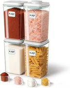 Airtight Food Storage Containers Set with One-Touch Lid, 4-Pack (4.22 QT / 4.0 L) Best Value Stackable Durable PET for Complete Kitchen Pantry Organization