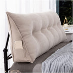 Triangular Reading Bed Rest Pillow, High Rebound Upholstered Headboard Backrest, Removable & Washable Cover, Perfect Bolster Lumbar Cushion for Day Bed,B,60x50x20cm