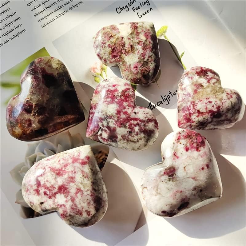 Natural Pretty Plum Blossom Tourmaline Quartz Crystal Heart Healing (Color : Random delivery, Size : 60-70mm)