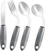 Adaptive Utensils,Weighted Utensils for Hand Tremors,Utensils for Parkinsons Patients,Elderly,Arthritis,Weak Hand Grip,Tremors&Handicapped.Stainless Steel Knife,Fork and Spoons Set (4pcs Right-Handed)