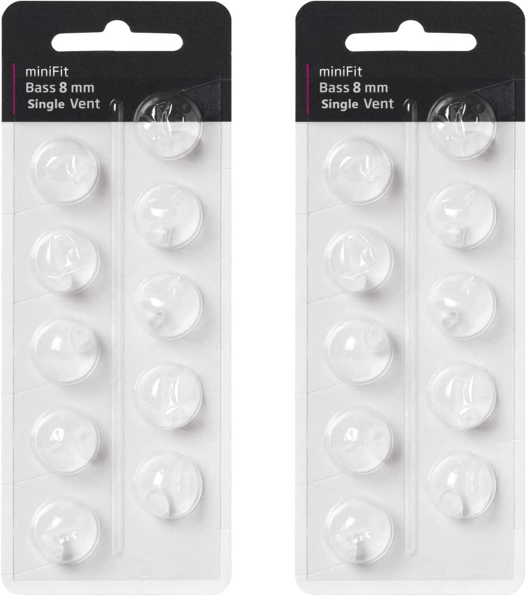 Hearing Aid Domes for Oticon MiniFit Single Vent Bass Domes: 2 Packs (8mm), Universal Domes for Oticon Hearing Aid Supplies