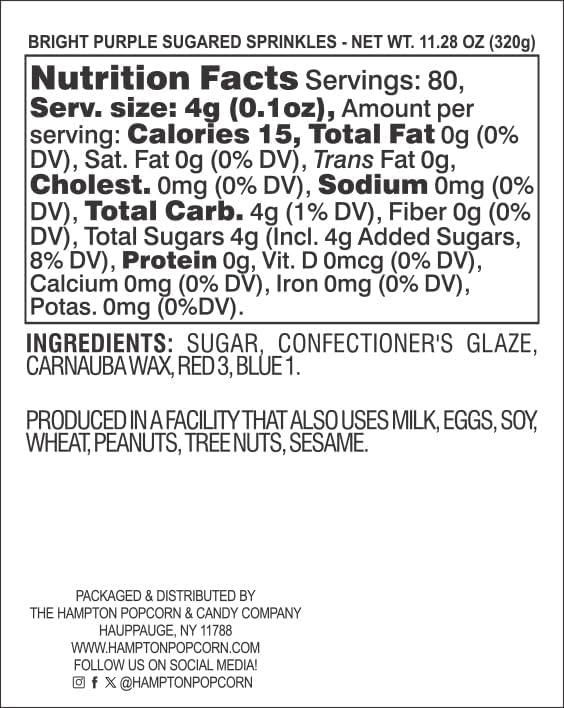 Sanding Sugar Bright Purple Sprinkles 11.28 oz, Purple Sugar Sprinkles, Sanding Sugar For Cookie Decorating, Sanding Sugar For Baking, The Hampton Candy Company