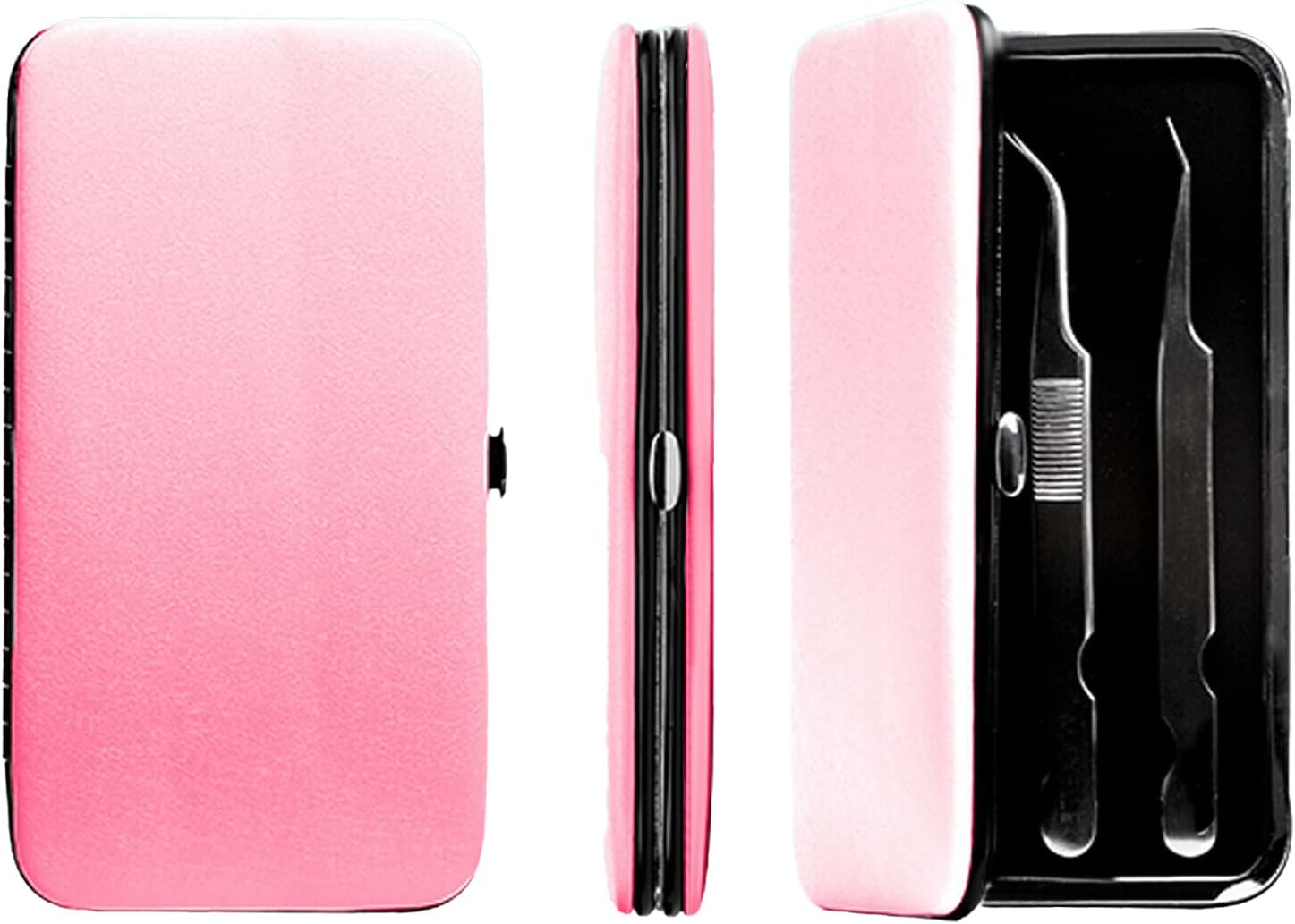 PU Leather Empty Tweezers Storage Bag Magnetic Lash Tweezers Case Anti- Organizer for Eyelash Grafting Extension Tweezers (Light Pink)