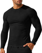Long Sleeve Athletic Shirt Men Slim Fit Outdoor Running Thermal Crewneck Tops Base Layer T-Shirt Moisture Wicking