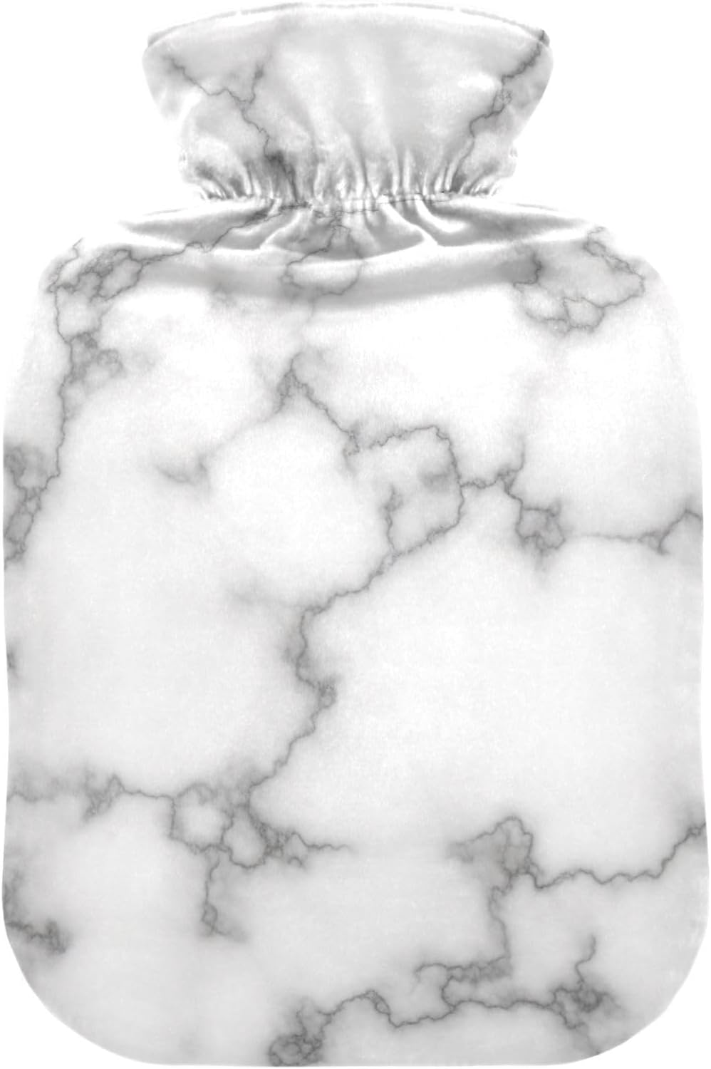 Marble White Gray Hot Water Bottle with Soft Cover Hand Feet Warmer Hot Water Bag for Menstrual Cramps Medium