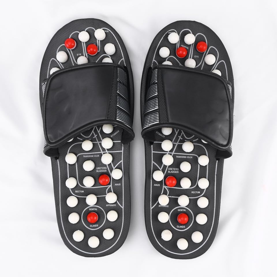 Beavorty Arch Support Flip Flops for Women Men Reflex Massage Shoes Tai Chi Gossip Health Care Slippers for Foot Pain Relief Magnetic Relief Massager