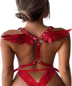 Women's Body Chest Harness Belt with Angel Wings, Body Caged Neck Waist Harness Bondage Strap fMardi Gras