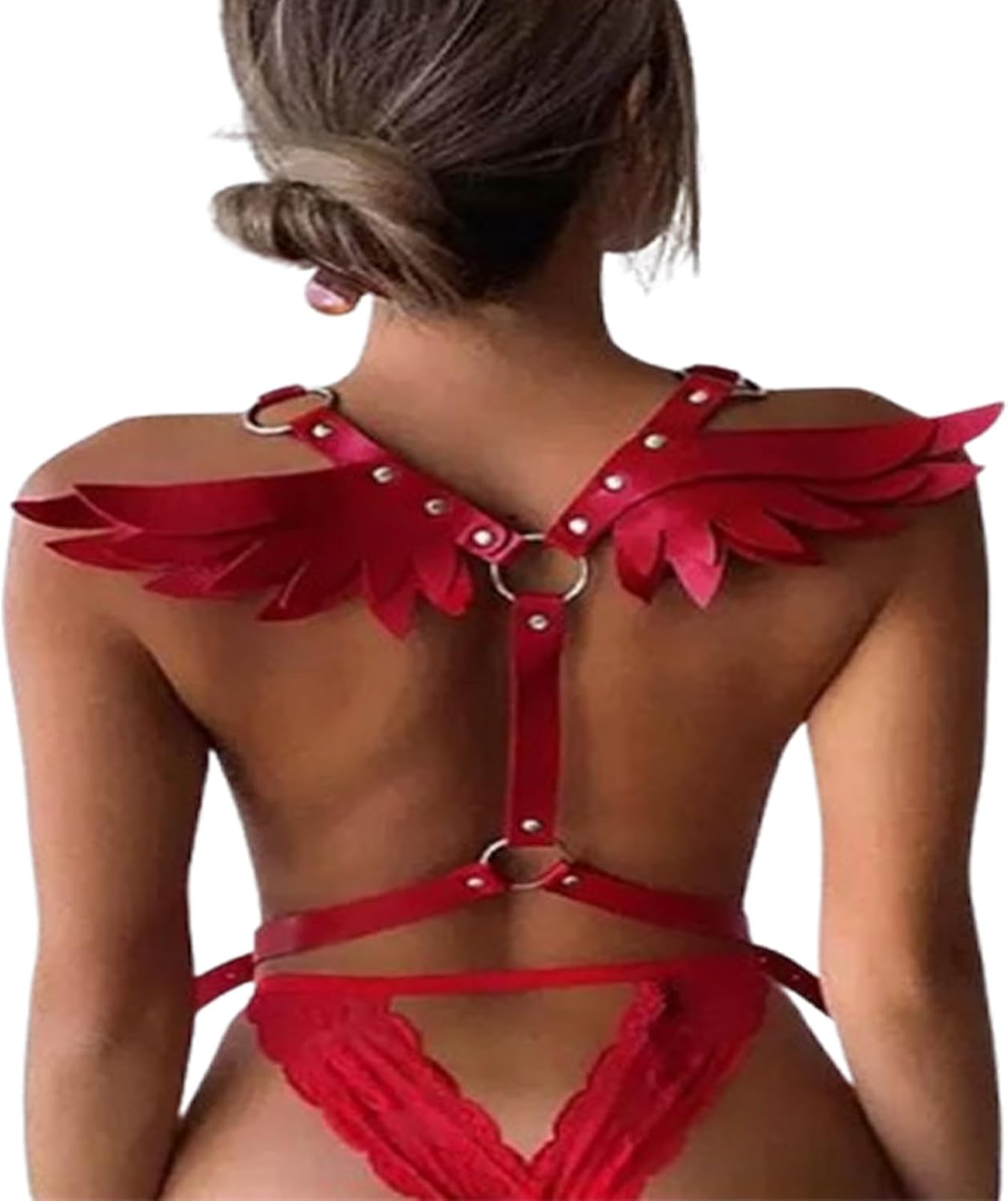 Women's Body Chest Harness Belt with Angel Wings, Body Caged Neck Waist Harness Bondage Strap fMardi Gras