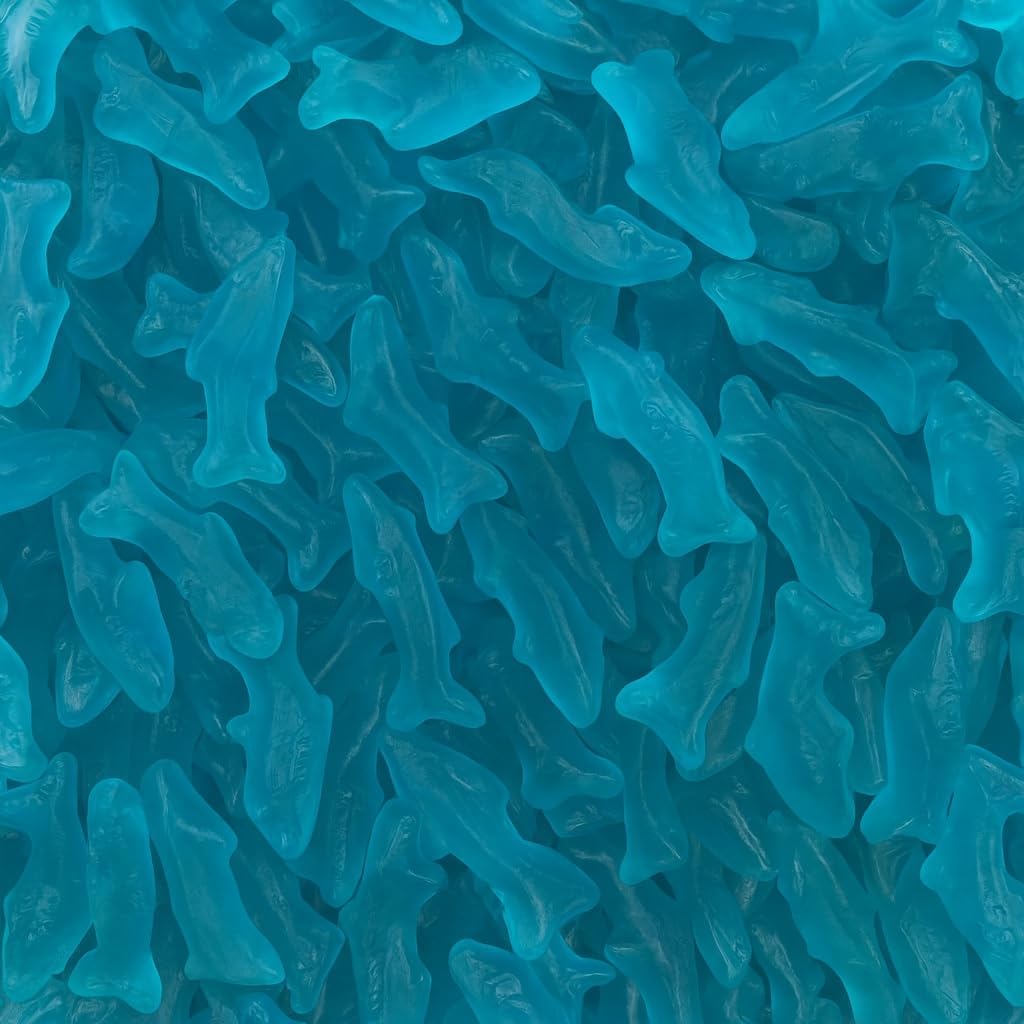 Bayside Candy Blue Raspberry Gummy Dolphins – Large, Sea Creature-Shaped Gummies with Bright Blue Berry Flavor (1LB)