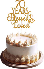 70 Years Love Blessed Cake Topper - Happy Birthday 70th Cake Topper, 70th anniversary supplies, 70th Birhtday Party Decorations