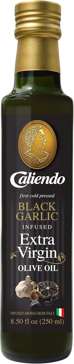 Caliendo Premium Black Garlic Infused Extra Virgin Olive Oil, Authentic Italian – 8.5 Fl Oz (250 ml) Bottle