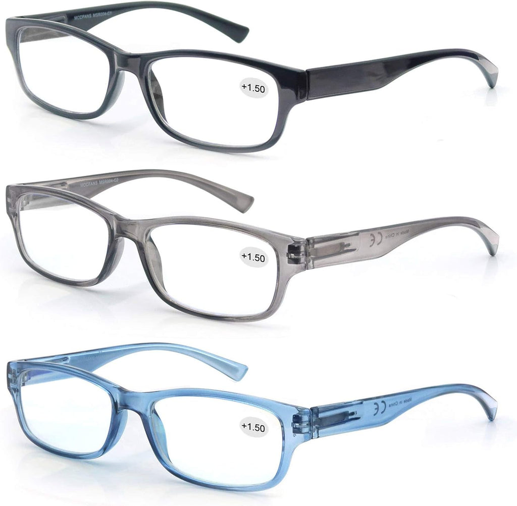 MODFANS Set of Reading Glasses 1.75 for Men Women Readers with Comfortable Spring Hinge Stylish Look with Pouch