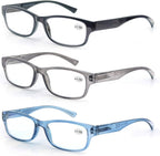 MODFANS 3 Pack Plastic Frame Spring Hinges Reading Glasses Vintage Quality Comfort for Men and Women +2.50