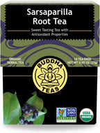 Buddha Teas - Organic Sarsaparilla Root Tea - Herbal Tea - Digestion & Skin Health - With Antioxidants & Minerals - Clean Ingredients - Caffeine Free - OU Kosher - 18 Tea Bags (Pack of 1)