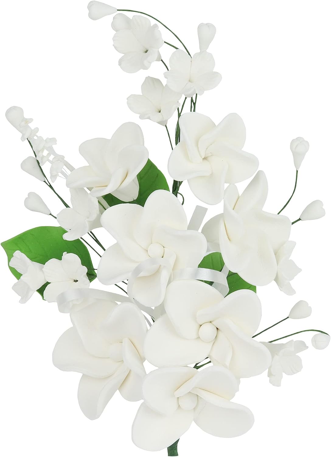 O'Creme Gumpaste Flower Spray, White Plumeria - Edible Flowers for Cake Decorating - Sugar Paste Flower Decorations for Cakes, Candy, Cupcake Toppers - Birthday, Wedding, Valentines Day, Baby Shower