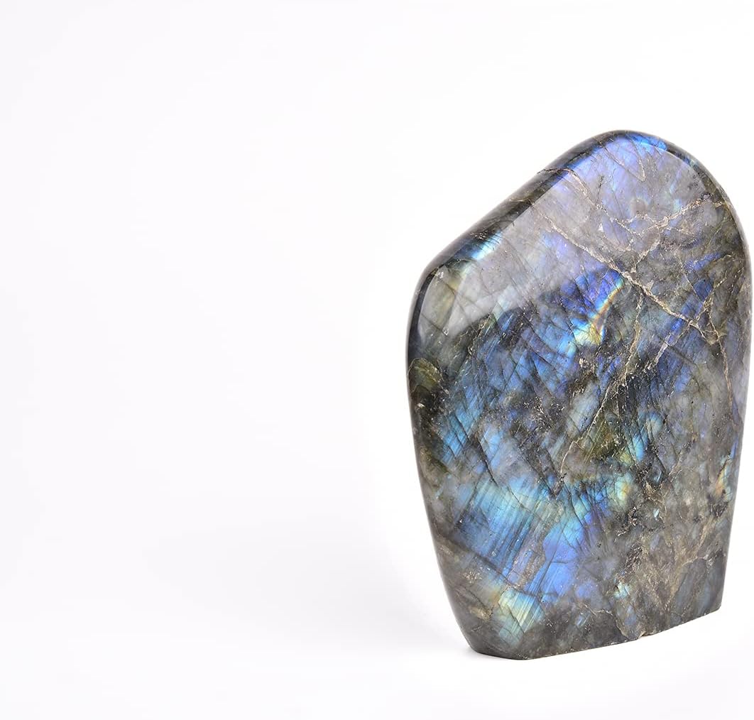 JIC Gem Labradorite Palm Stone Crystal,100% Natural and Handcrafted, Irregular Polished Healing Crystal Gemstones,Worry Stone with Healing & Calming Effects (0.5-0.8 Lb)