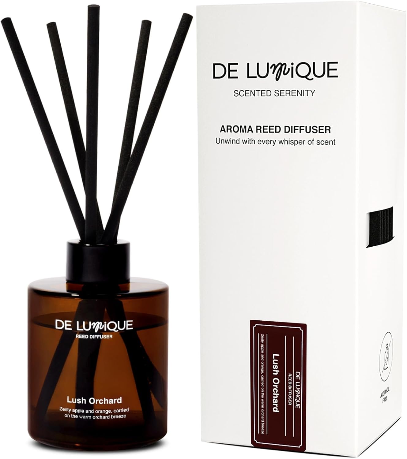 Lush Orchard Scent Reed Diffuser, Aromatherapy Diffuser with Essential Oils – Long-Lasting, Fruity Floral Scent for Relaxation – Reed Diffusers for Home Decor – 150ml