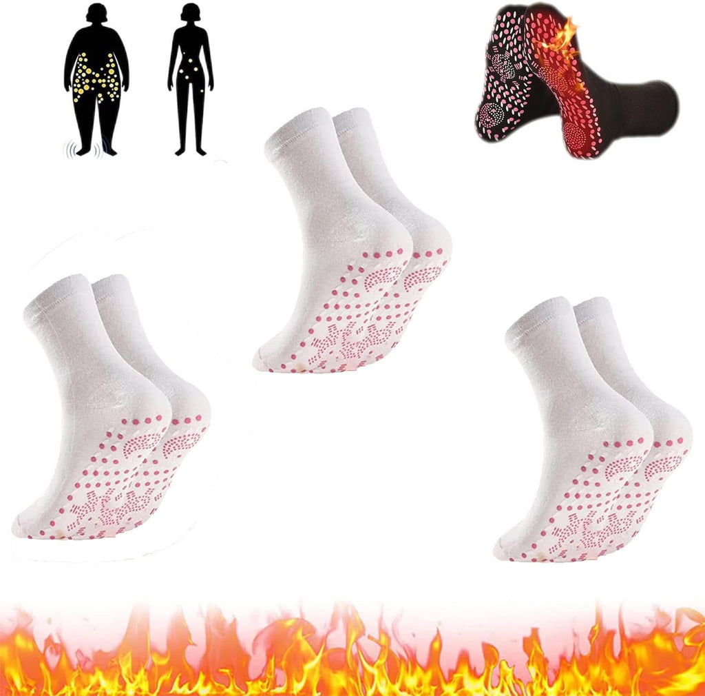 Tomalin Acupressure Self-Heating Shaping Socks Afiz Tomalin Slimming Health Sock Self-Heating Socks for Men and Women (3 Pairs White)