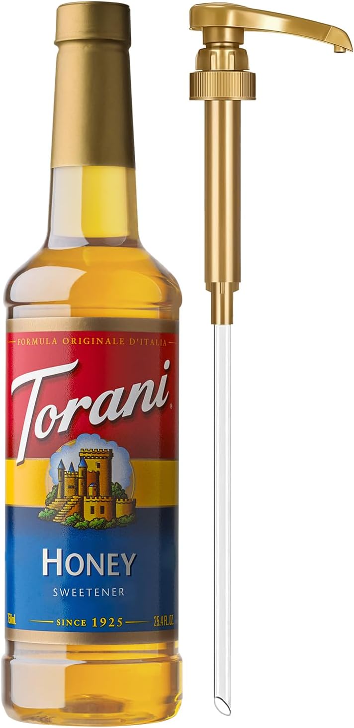 Torani Honey Sweetener, Flavoring for Drinks and Desserts, Pump Included, 25.4 Fl Oz