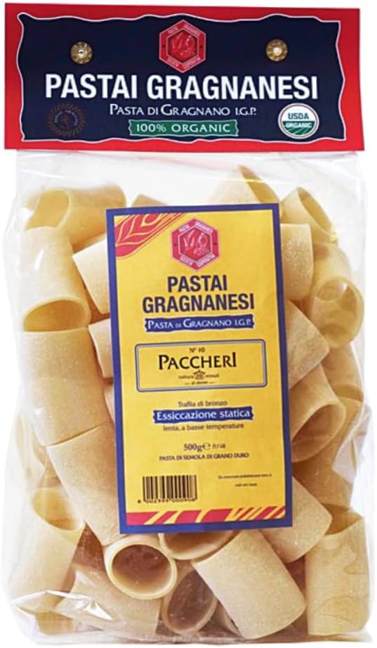 Paccheri Organic Italian Pasta di Gragnano I.G.P.| Pastai Gragnanesi | USDA Certified Organic| 17.6oz (500g)