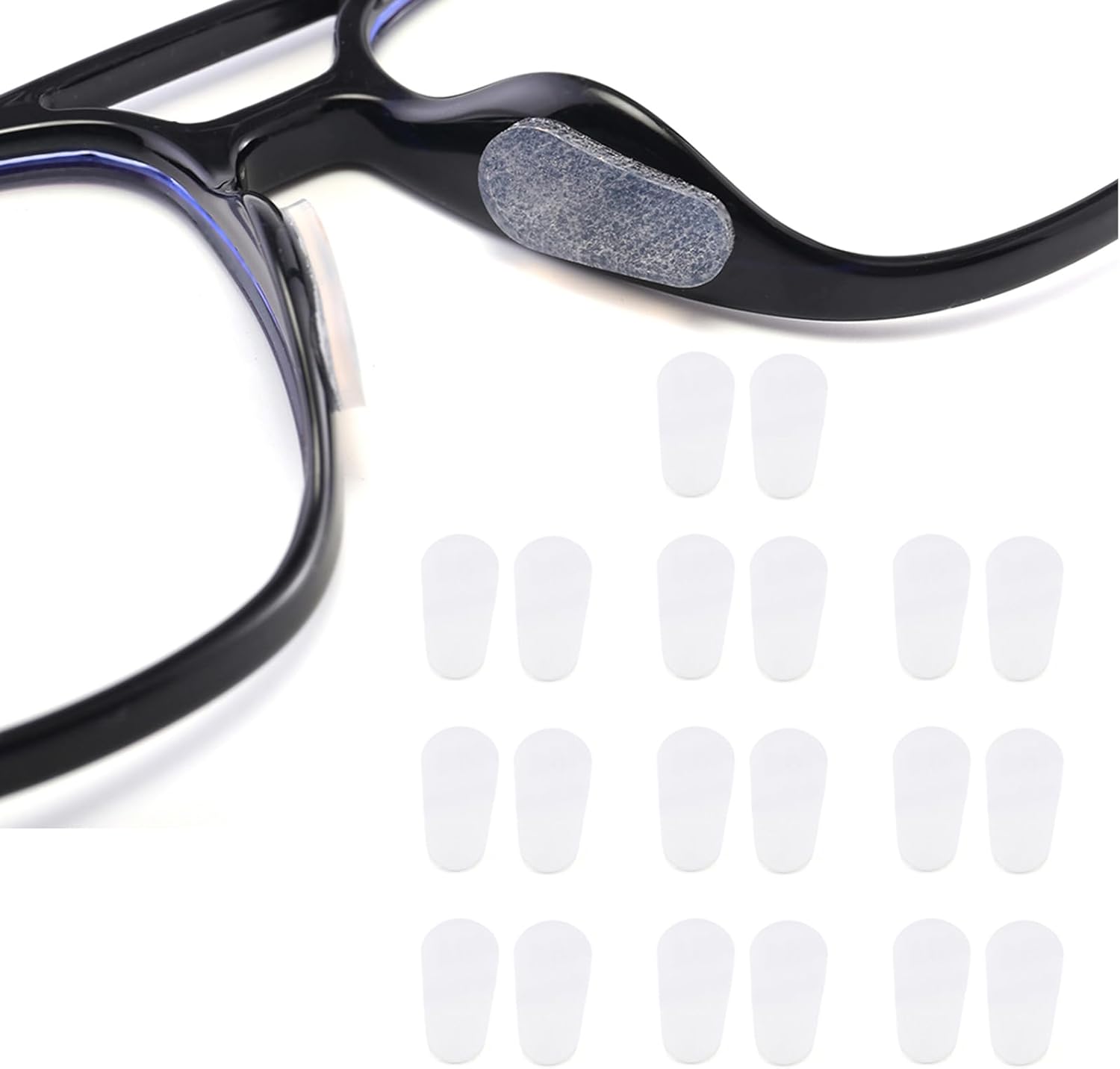 Adhesive Nose Pad, 10 Pairs Eyeglass Nose Pads Stick On Silicone Anti-Slip for Glasses Sunglasses,Clear,1.0mm