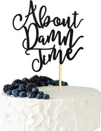 About Damn Time Wedding Cake Topper, Wedding Engagement Anniversary Party Decorations Supplies, Finally Cake Decor, Party Decorations - Black Glitter