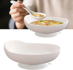 Adaptive Bowl with Suction Cup on the Bottom, Suitable for Disabled People, Elderly People with Parkinson's Disease, Dementia and Tremors to Assist Eating. (White)