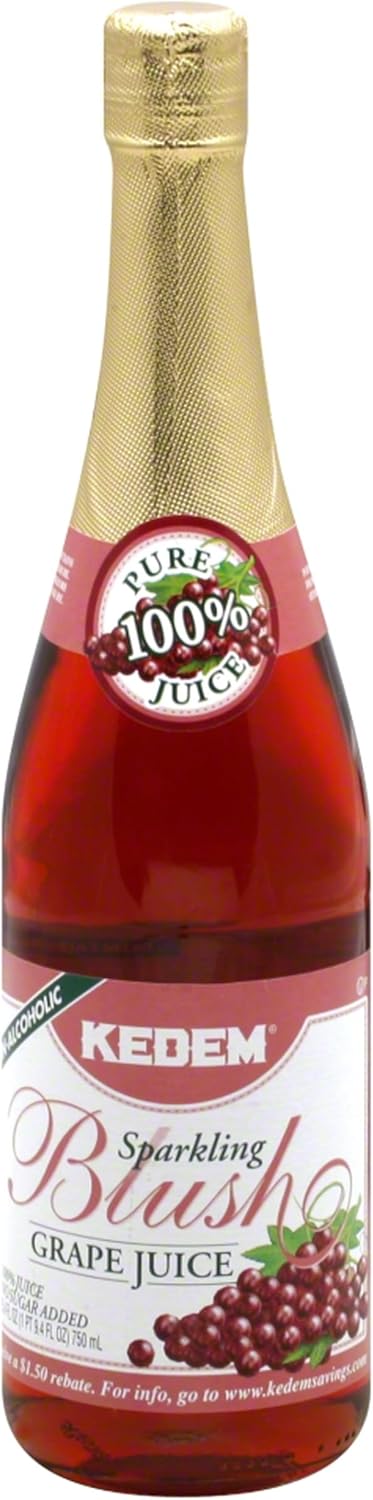 Kedem Blush Sparkling Grape Juice, No Added Sugar, Kosher, 25.4 Fluid Ounces (Pack Of 12)