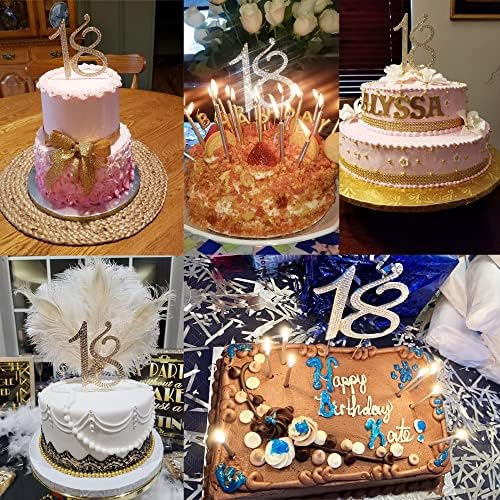 Honbay 18 Cake Topper Premium Sparkly Crystal Rhinestones Cake Topper Cake Decoration for 18th Birthday Party (18 Silver)