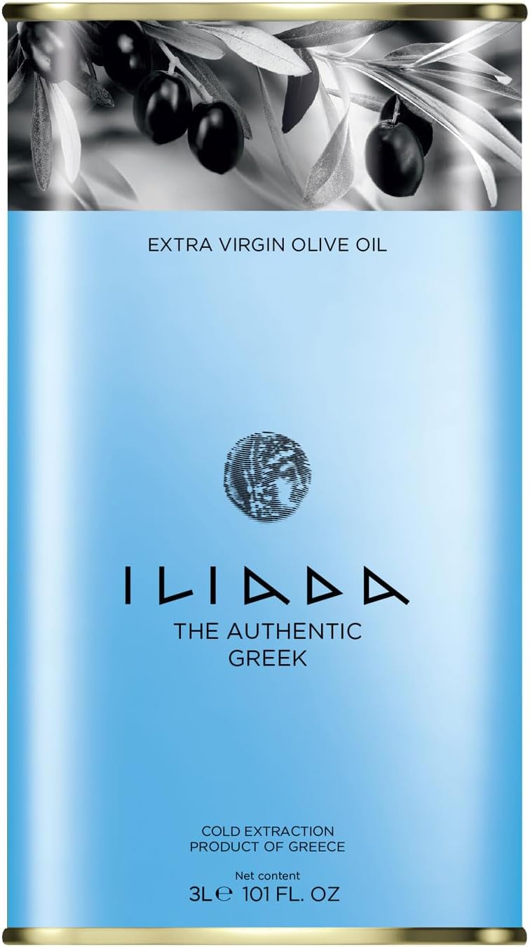 ILIADA Greek Extra Virgin Olive Oil 3L | 100% Greek | Monovarietal Koroneiki | Cold-Pressed | High Polyphenol Content | Chef’s Choice