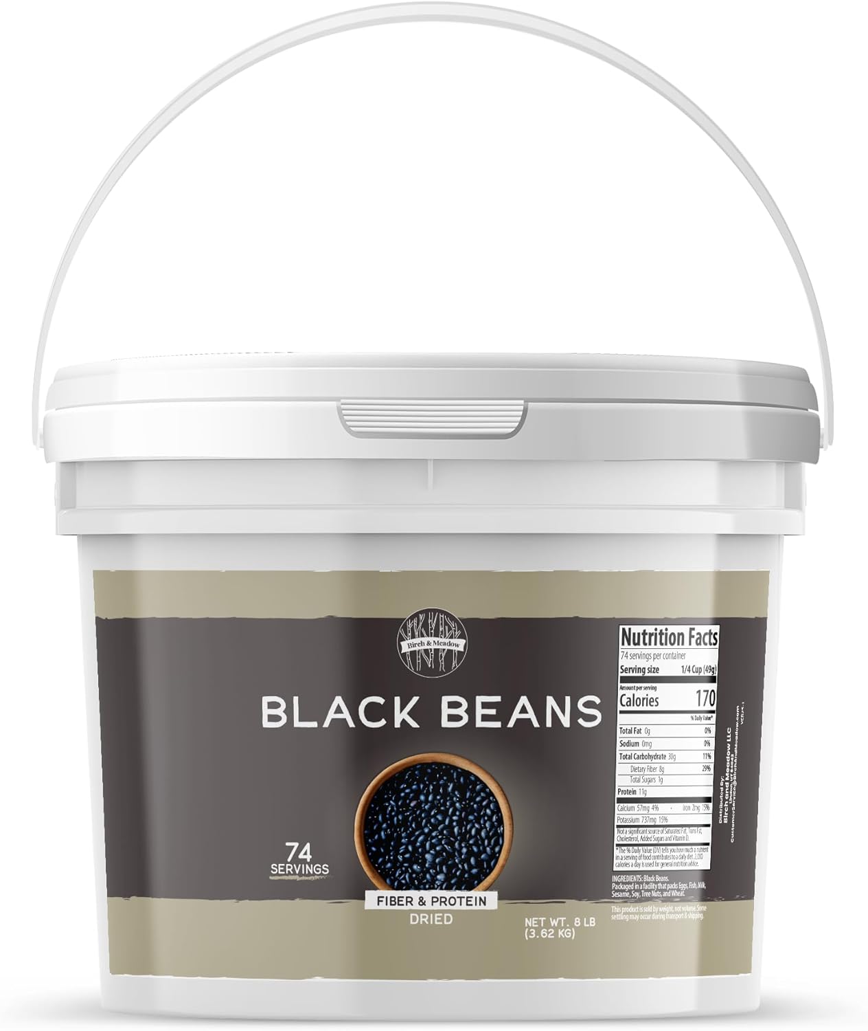 Birch & Meadow 1 Gallon of Black Beans, Non-GMO, Protein & Fiber (128 Ounce)