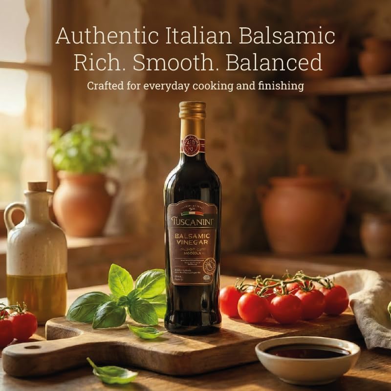 Tuscanini Balsamic Vinegar of Modena Italy, 6% Acidity, 16.9oz | Premium Chef Grade Quality | Glass Bottle | Certified Kosher | Made in Italy